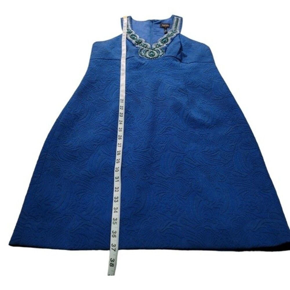 Laundry By Shelli Segal Jacquard Jewel Embellished Sheath Dress Sz 10 - Picture 10 of 11